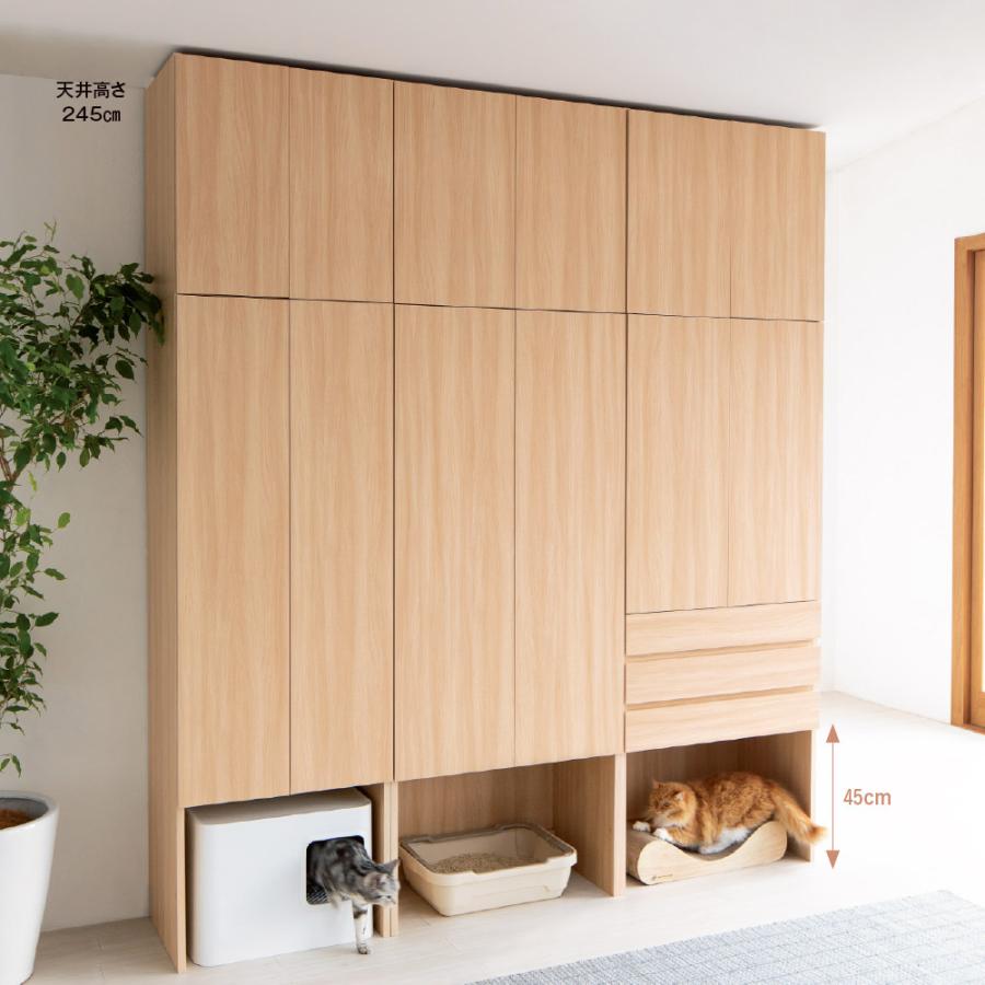 旅行用品 ホビー ペット ペット用品 猫と暮らす家具 ペットを飼っている人のための 下オープン収納庫 扉タイプ幅75cm高さ180cm 下段オープン部高さ45cm ディノス家具yahoo ショッピング店 通販 Yahoo ショッピング