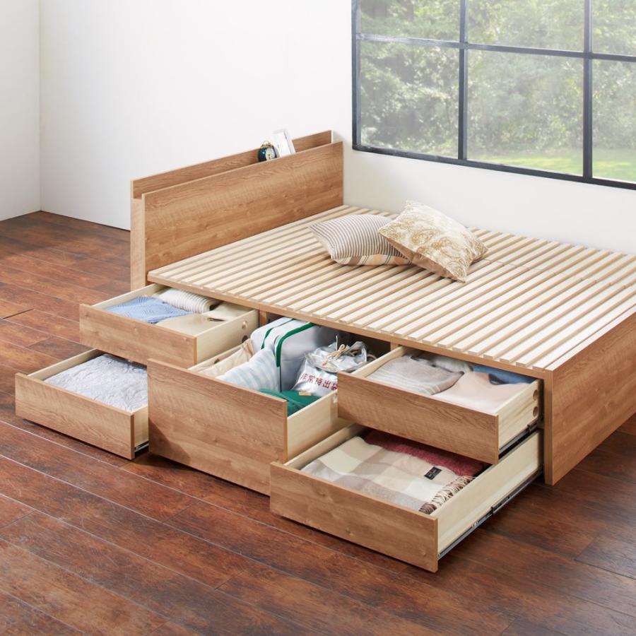 ベッド ベッドフレーム 桐 日本製 引き出し収納 すのこ ≪セミダブル≫天然木調収納すのこベッド 棚なし 811116｜dinos-kagu｜03