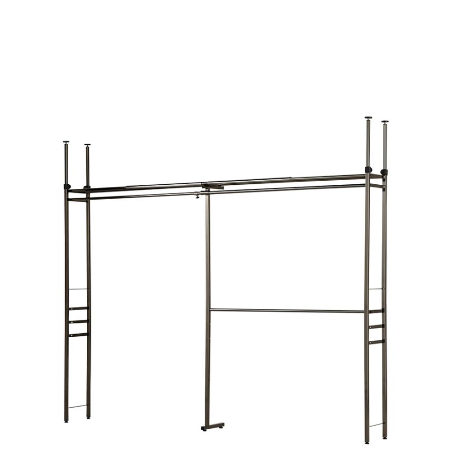 奥行30cm 光沢ブラッククローゼットハンガーラック ロータイプ・幅140-250cm 衣類収納 クローゼットハンガー カバー 644664