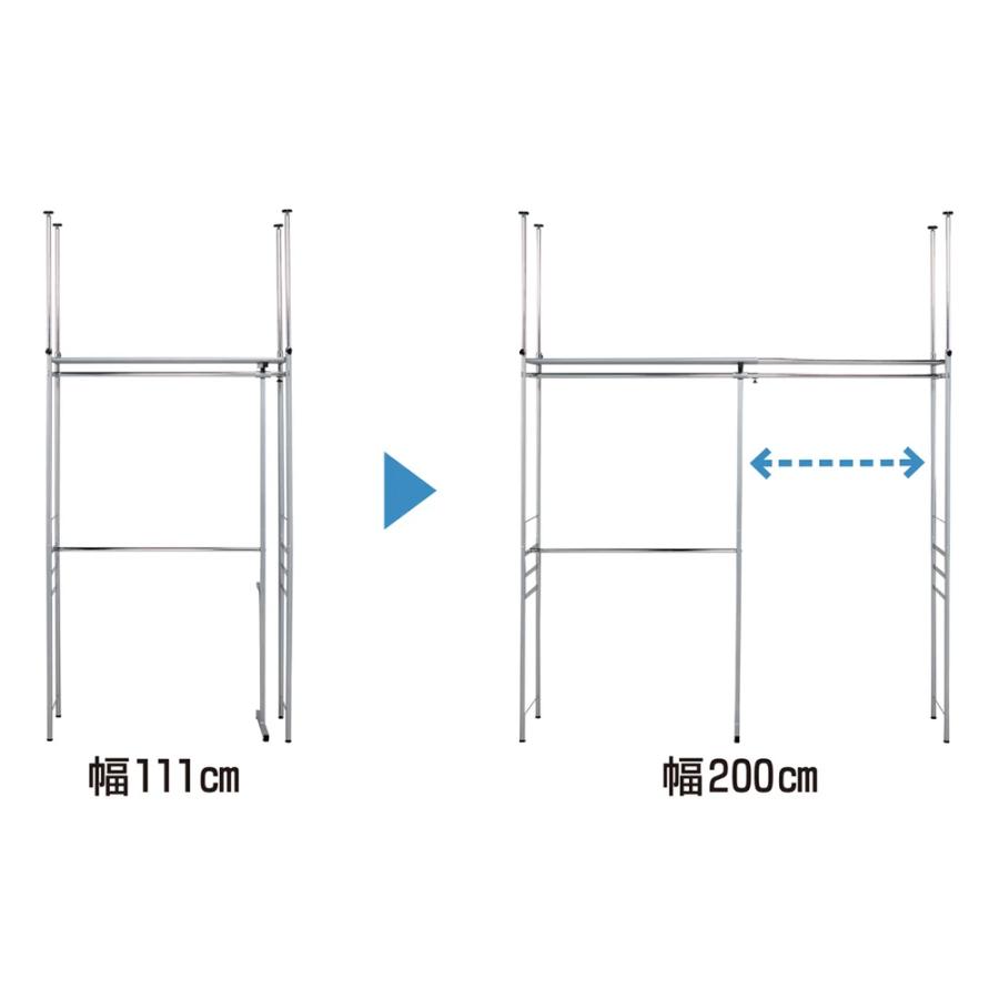 ワードローブ ウォークイン突っ張りハンガー 幅111cm-200cm・ハイタイプ（高さ218cm-280cm）・カーテンなし 衣類収納 クローゼットハンガー カバー 644654_3