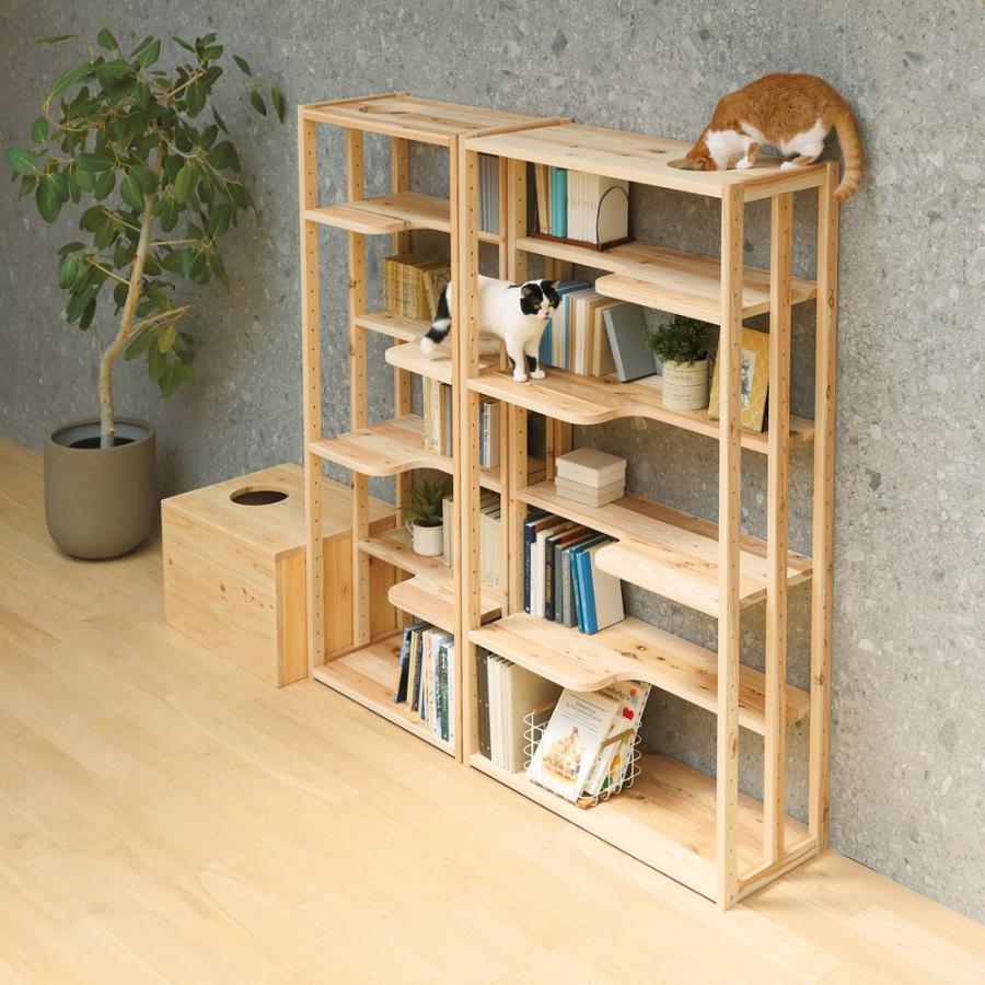 旅行用品 ホビー ペット ペット用品 猫と暮らす家具 家具 収納 本棚 国産天然杉の ネコも遊べる オープンラック 据え置きタイプ 幅102cm 高さ179cm ディノス家具yahoo ショッピング店 通販 Yahoo ショッピング