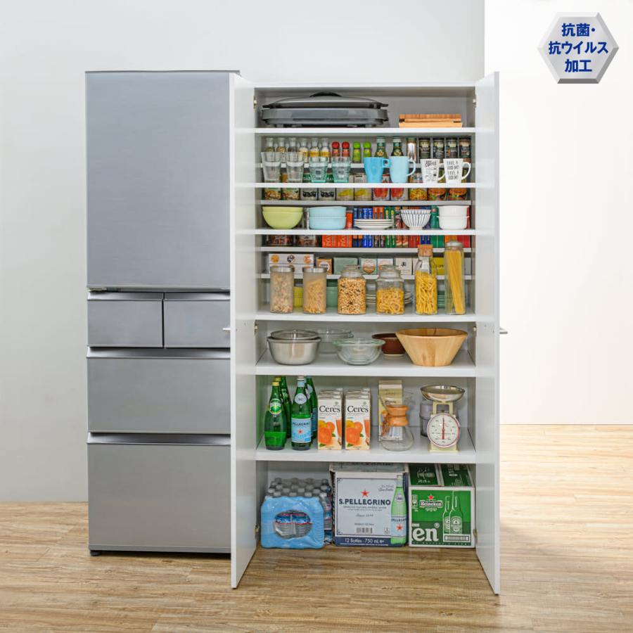 家具 収納 キッチン収納 食器棚 キッチンストッカー 清潔に安心して使える 食器からストックまで入るキッチンパントリー収納庫 幅90奥行55cm ディノス家具yahoo ショッピング店 通販 Yahoo ショッピング