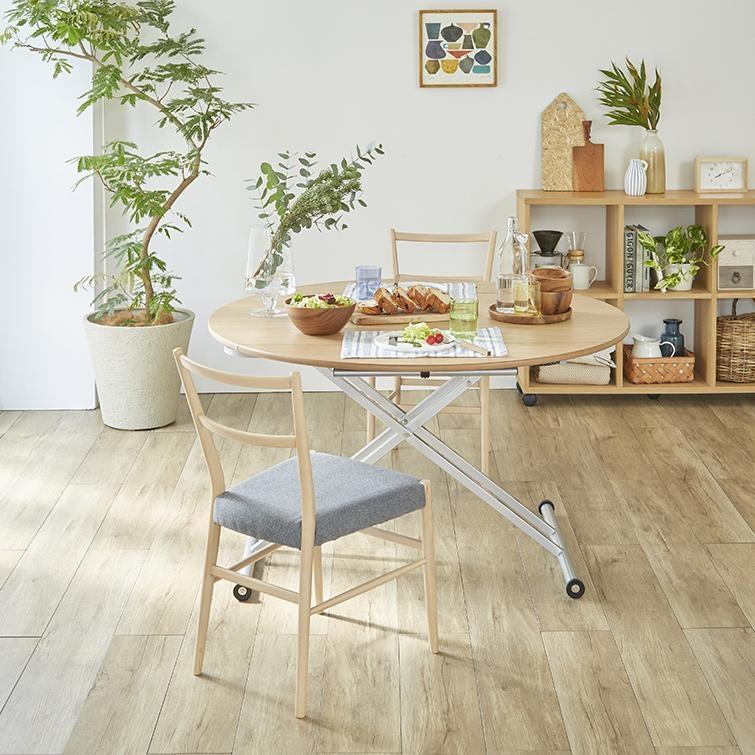 dinos（ディノス） 丸形昇降バタフライテーブル幅120 テーブル 昇降式