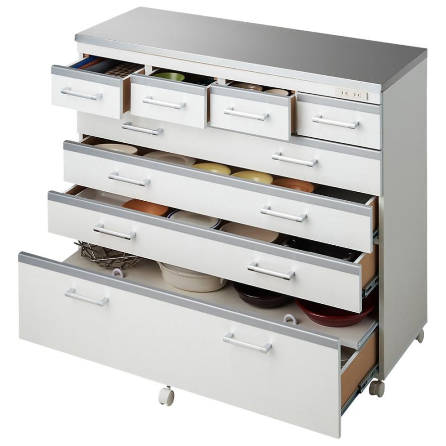 家具 収納 キッチン収納 食器棚 再再販！ キッチンカウンター LR0286 超安い品質 収納しやすいステンレストップカウンター カウンターワゴン ハイタイプ幅118cm