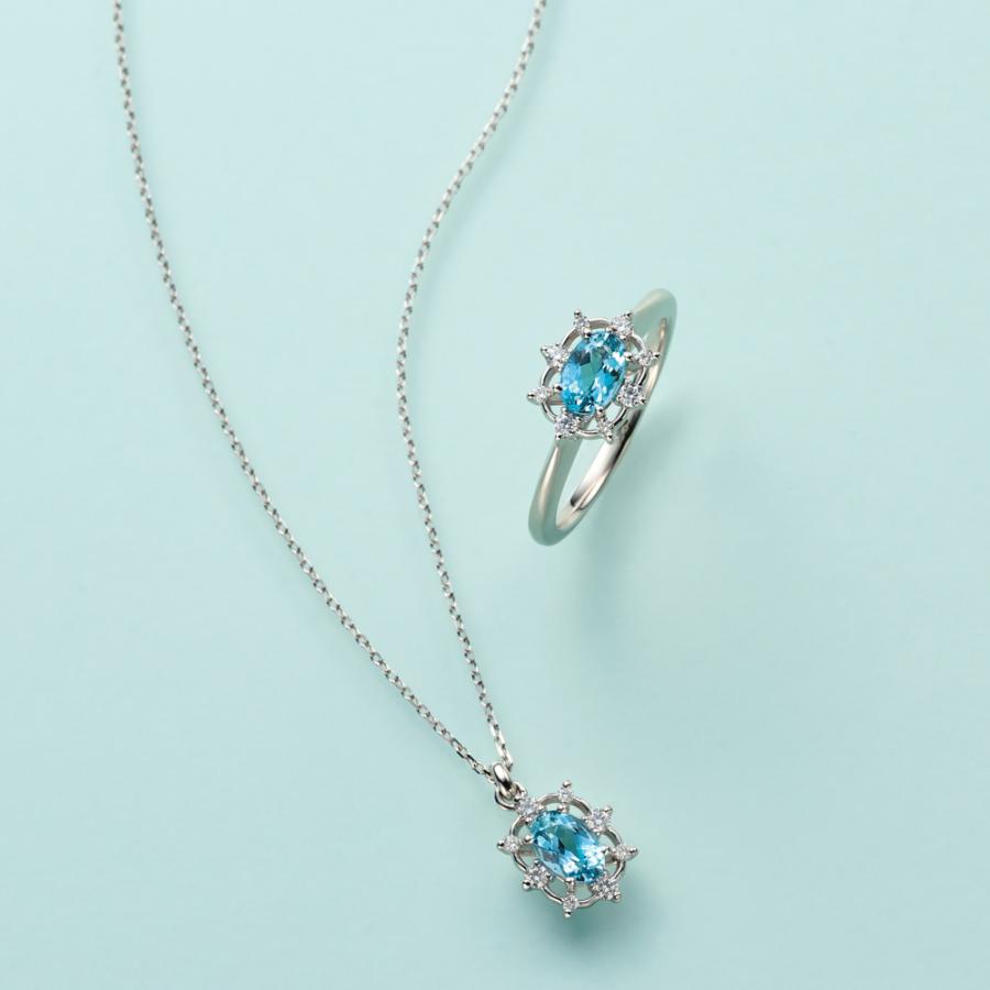 ルミナラ Pt 0.3ct サンタマリアカラーアクアマリン ペンダント ジュエリー アクセサリー プラチナ製 J12611 ディノスの画像