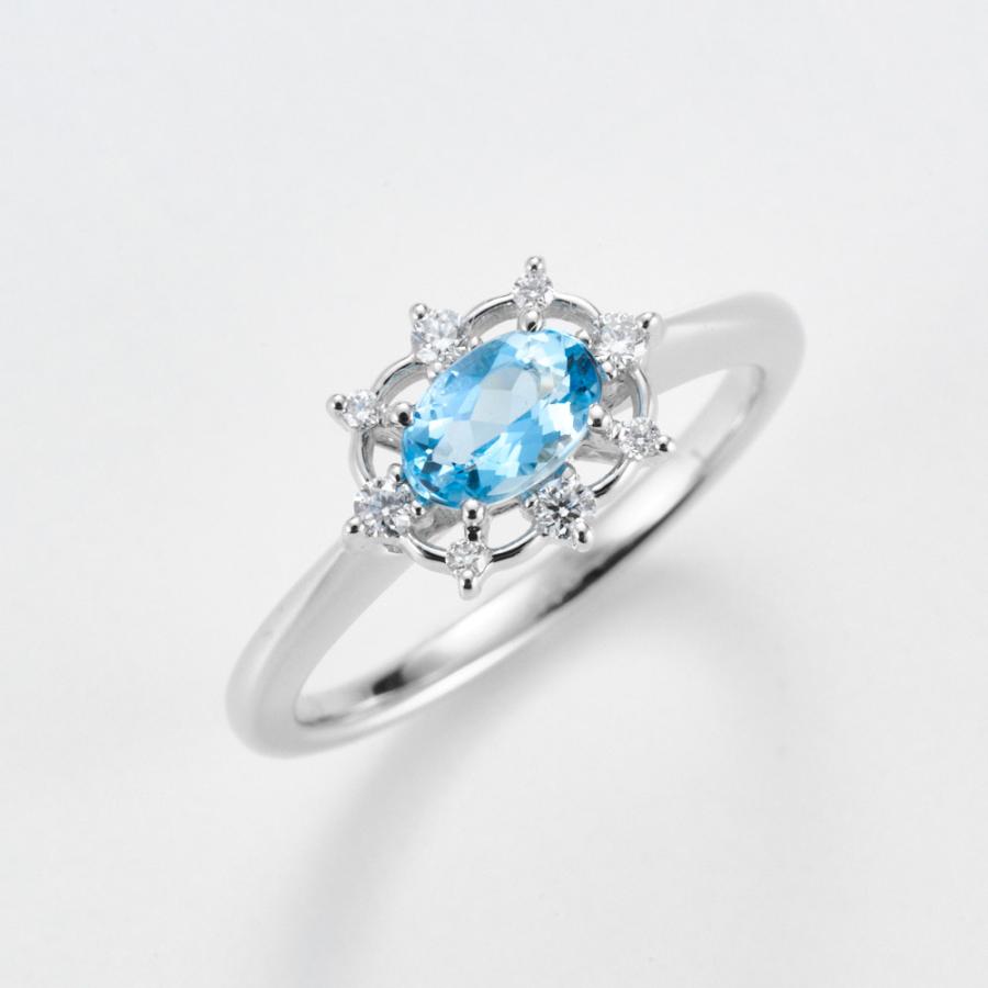 ルミナラ Pt 0.3ct サンタマリアカラーアクアマリン リング ジュエリー アクセサリー プラチナ製 J12610 ディノスの画像