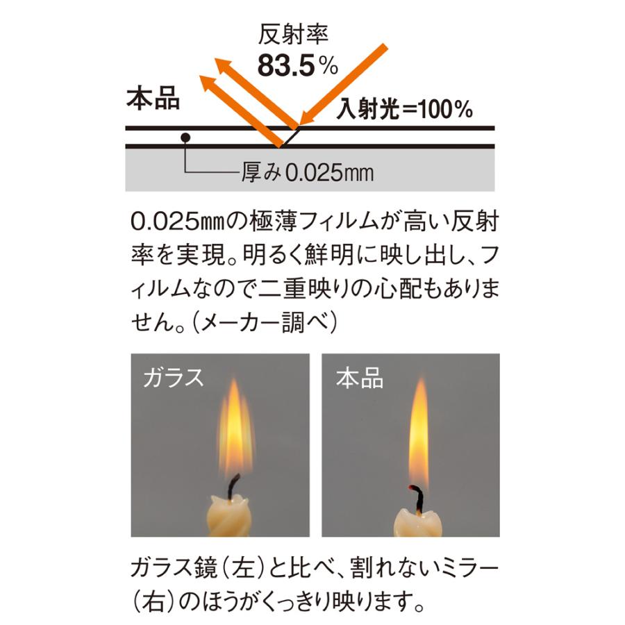 防災用品 防犯用品 防災グッズ 耐震グッズ 耐震 壁掛け ≪80×150cm≫ 割れない軽量フィルムミラー 天然木フレーム 831819｜dinos｜05