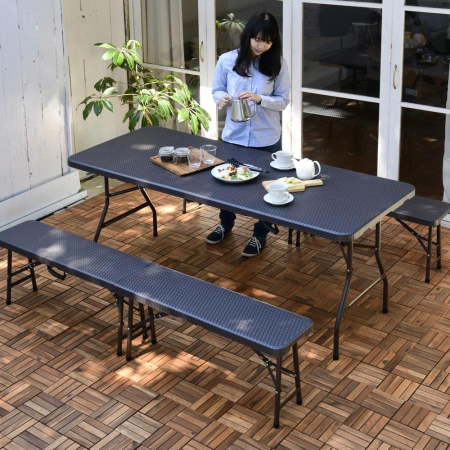 dinos（ディノス） 折りたたみ作業台シリーズ ラタン調ベンチ ガーデン