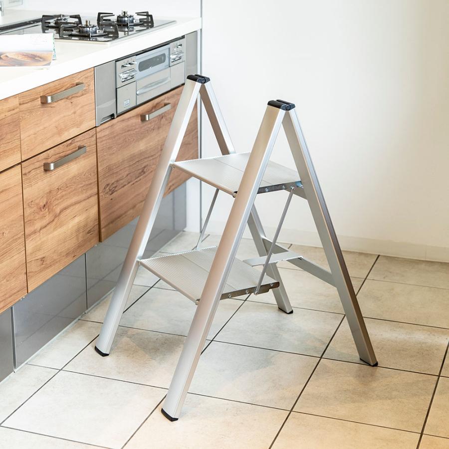 dinos（ディノス） 薄型アルミステップ 3段 シルバー アルミ脚立 生活