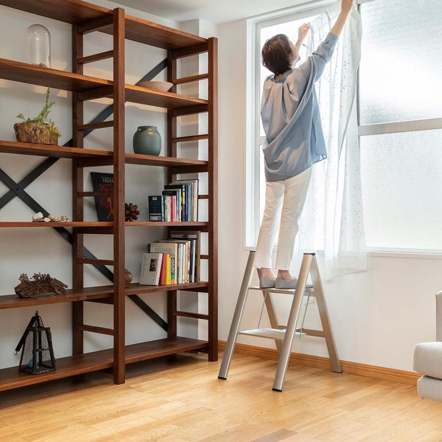 dinos（ディノス） 薄型アルミステップ 3段 シルバー アルミ脚立 生活