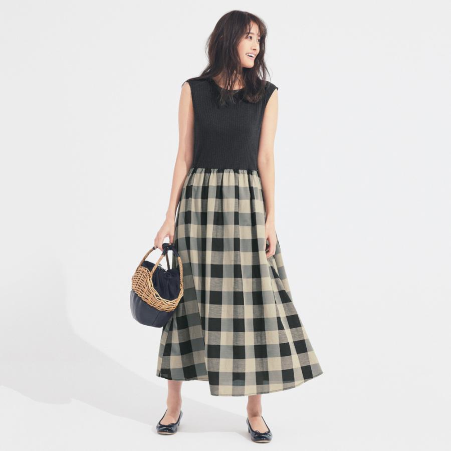 ファッション ワンピース チュニック マキシワンピース ロングワンピース ブロックチェック柄 ドッキングワンピース 3192 ディノス Paypayモール店 通販 Paypayモール