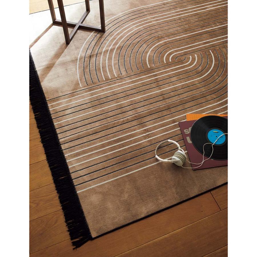 カーペット ラグ マット 絨毯 防炎 ベルギー製 モケット織 床暖房 綿 畳 デザイン Sliert/スライア モケット織ラグ 約190cm×190cm H47010 