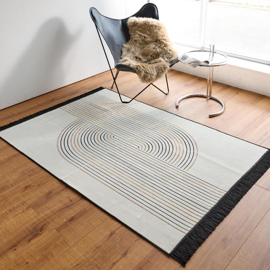 カーペット ラグ マット 絨毯 防炎 ベルギー製 モケット織 床暖房 綿 畳 デザイン Sliert/スライア モケット織ラグ 約190cm×190cm H47010 