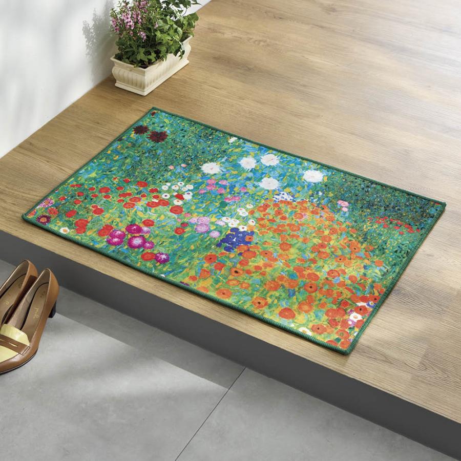 【新品未使用】絵画風絨毯　カーペット　玄関用　植物　玄関　廊下　絵画　イラン dinos（ディノス） ≪約60×90cm≫ 世界の名画モチーフプリントマット