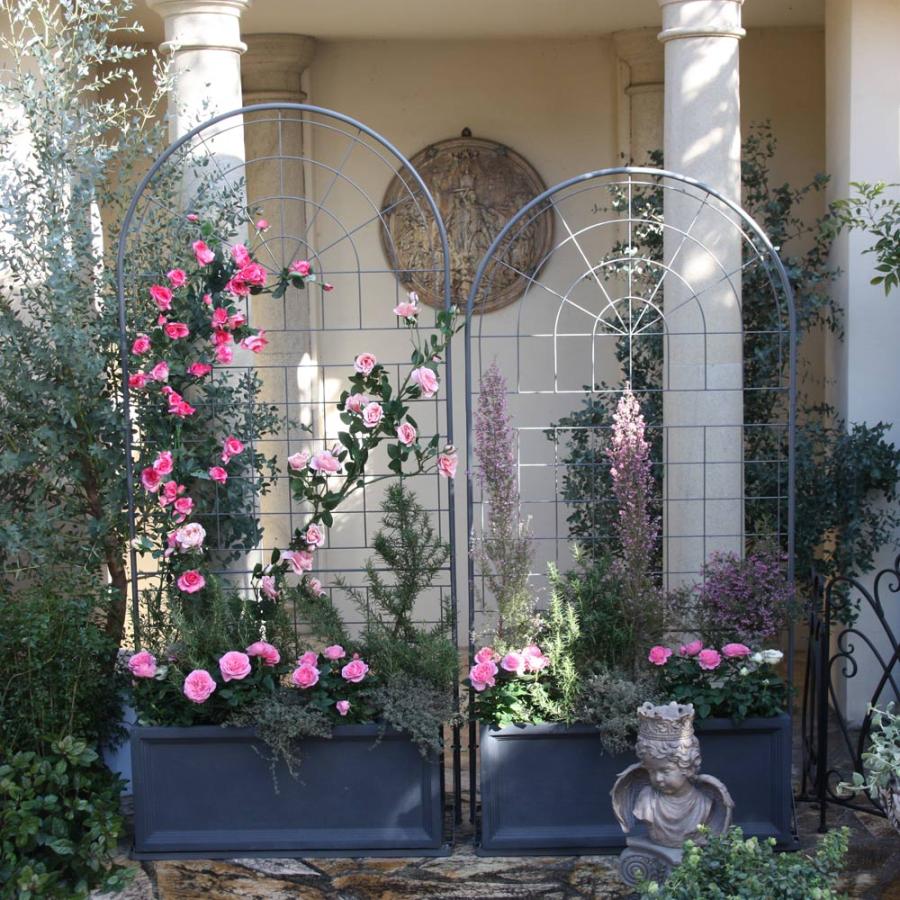 dinos（ディノス） プランター台付きワイドトレリス〈グレー