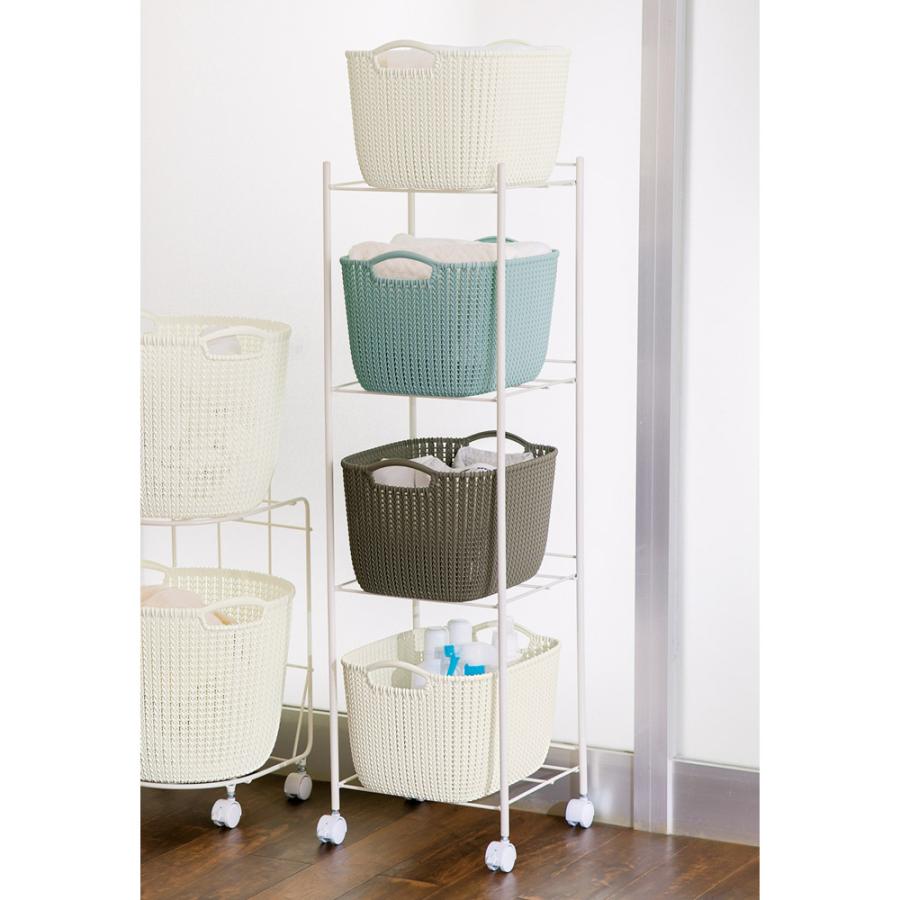 dinos ≪4段≫ カーバー ニット調ランドリーワゴン＋バスケットセット