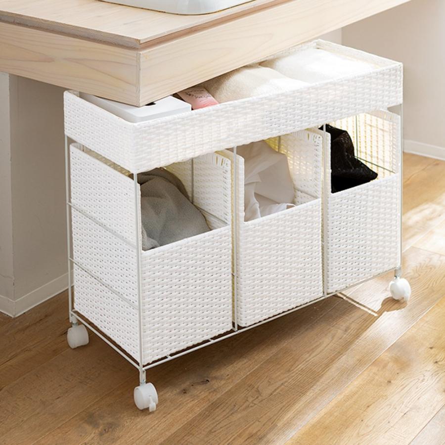 dinos（ディノス） ラタン風分別ランドリーバスケット 2分別 トイレ