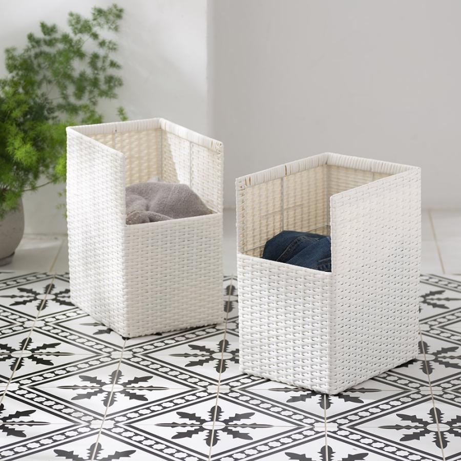 dinos（ディノス） ラタン風分別ランドリーバスケット 2分別 トイレ