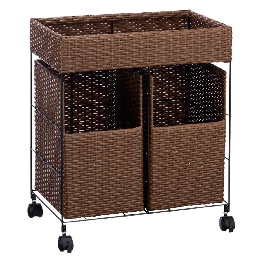 dinos（ディノス） ラタン風分別ランドリーバスケット 2分別 トイレ