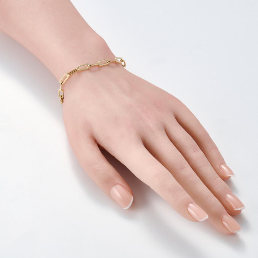 K18 ペーパークリップ ブレスレット（太幅・18cm・1.8g） ジュエリー アクセサリー ゴールド製 J13303 ディノスの画像