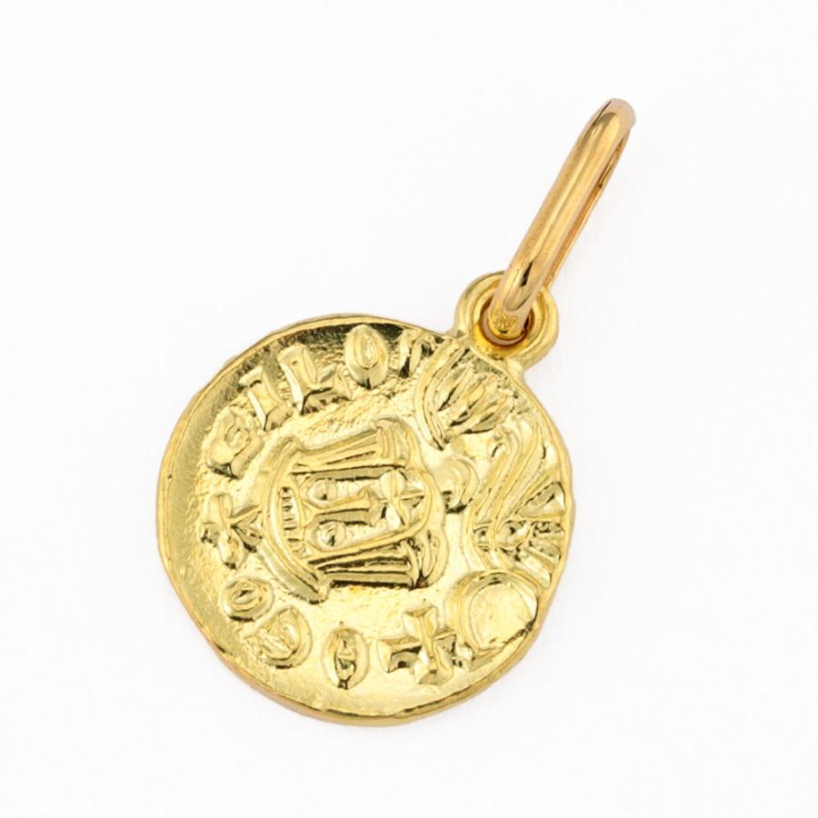 18金 18k top TOP ネックレストップ ペンダントtop コインネックレス コインペンダント UNOAERRE/ウノアエレコラボ K18 コイン ペンダントヘッド J00206の画像
