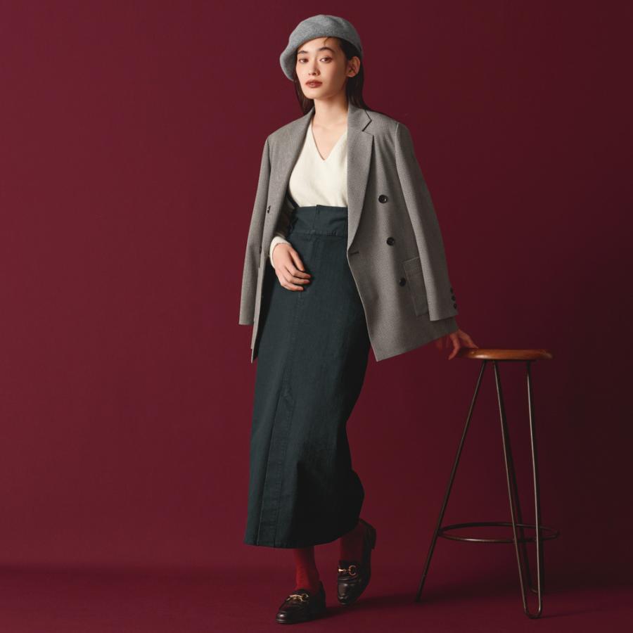 ストレッチデニム サスペンダー付きスカート サステナブル 118903 dinos（ディノス） ストレッチデニム サスペンダー付きスカート