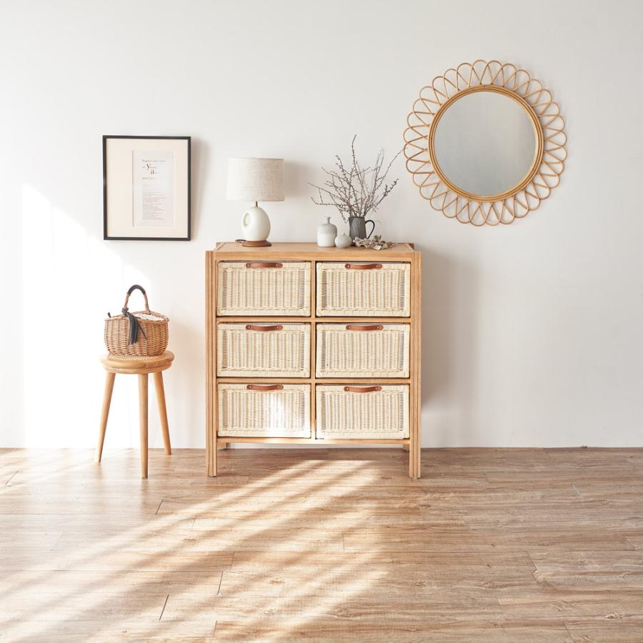 引取のみ] Acme Furniture BALBOA ミラー ラタン素材 姿見