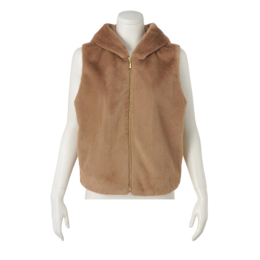 dinos（ディノス） 異素材ドッキング フェイクファー ベスト