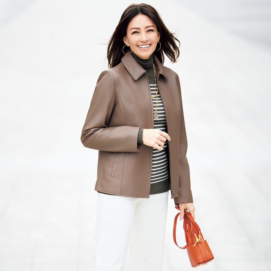 dinos（ディノス） イタリアンラムレザー ライダース風 ブルゾン