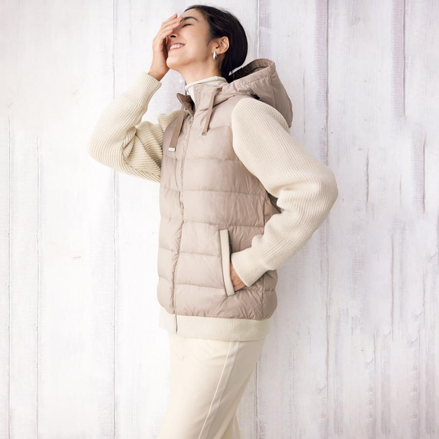 ニットコンビ ダウンブルゾン ニット セーター ニットジャケット ニットコート 127001 ニットコンビ ダウンブルゾン ニット セーター ニットジャケット