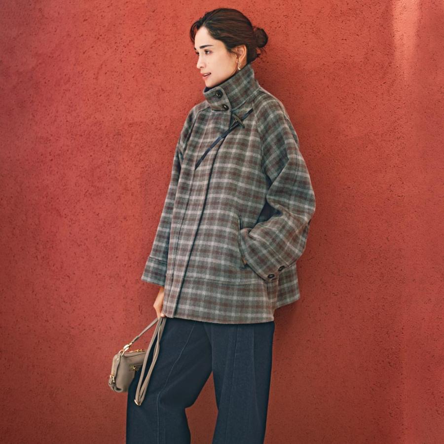 dinos（ディノス） ウール混 リバー仕立て 斜めトグル ダッフルコート