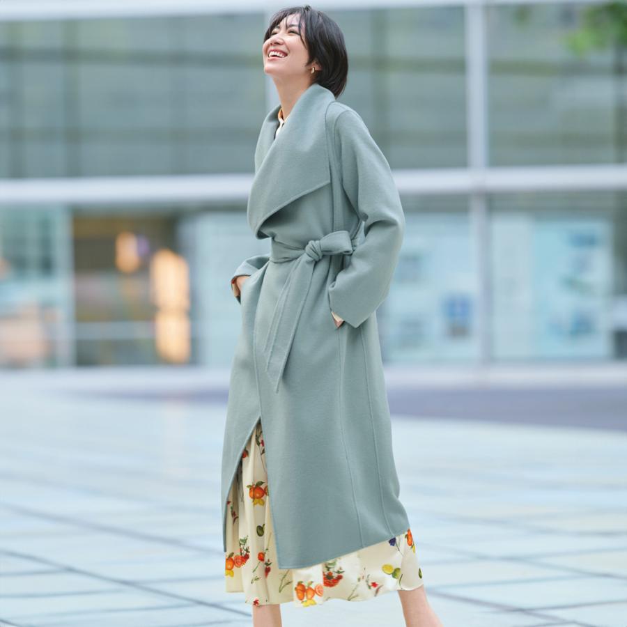 dinos（ディノス） リバー仕立て ショールカラー ロングコート コート