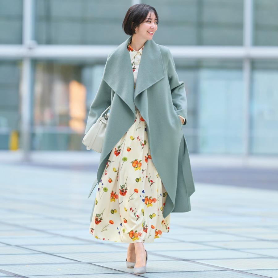 dinos（ディノス） リバー仕立て ショールカラー ロングコート コート