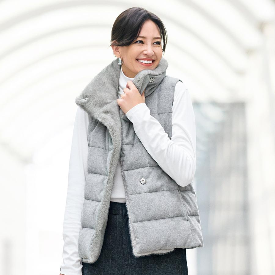 dinos（ディノス） フェイクファーコンビ ダウンベスト ジャケット