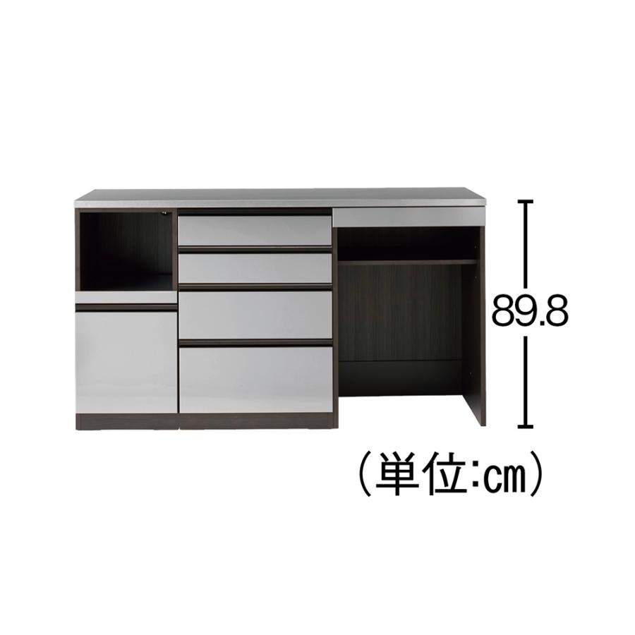 ステンレスバイブレーション仕上げ天板カウンター 幅160cm キッチン収納 キッチンカウンター 629803の画像