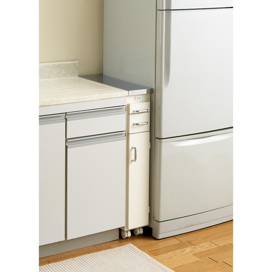 送料込み　ディノス　ステンレス製 隙間 キッチンラック dinos キッチンラック 収納 隙間 キッチンストッカー 台所 ［幅