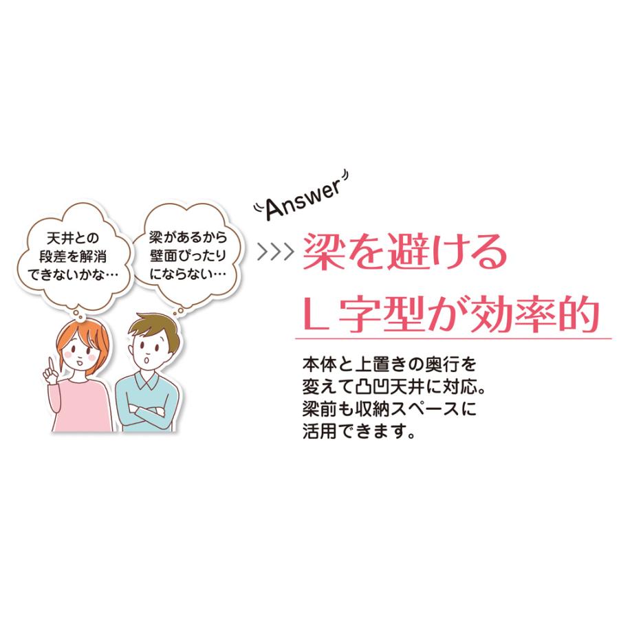 梁避け対応システムユニット 奥行54cmタイプ 棚収納＆引き出し 衣類収納 ワードローブ クローゼット 632624の画像