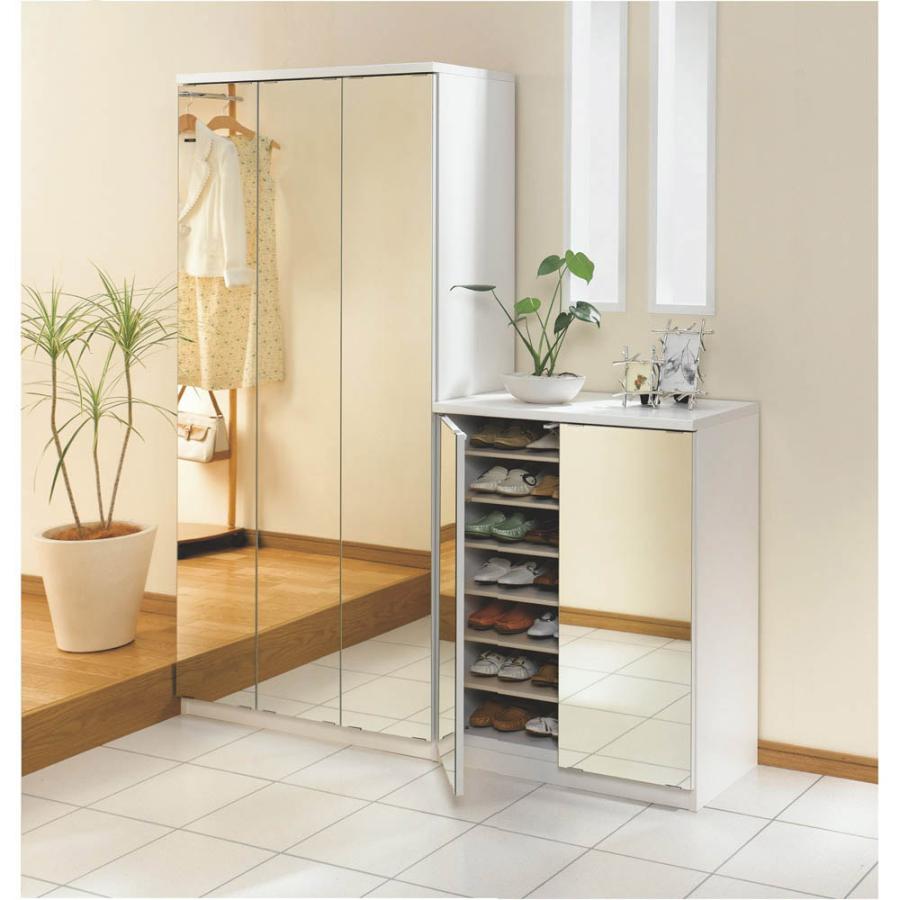 dinos（ディノス） 前面ミラー＆板戸シューズボックス ミドルタイプ