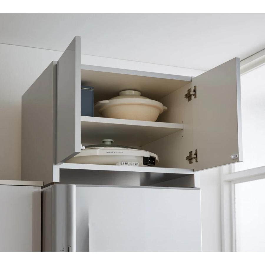 ディノス 冷蔵庫上置き キッチンストッカー 収納 シルバー光沢仕上げ