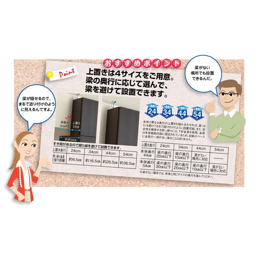 梁避け対応システムユニット 奥行54cmタイプ ハンガー＆引き出し 衣類収納 ワードローブ クローゼット 632620の画像