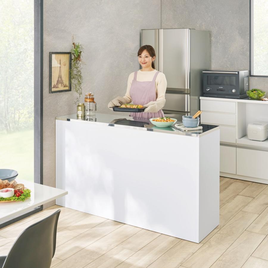 ステンレストップ下段オープン 間仕切りカウンター 幅139cm キッチン