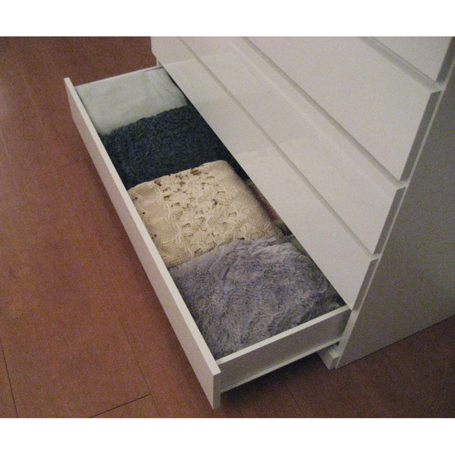 敷きパット 【日本製】前面光沢＆引き出し内部化粧チェスト 幅80cm・5段 衣類収納 タンス 633021 ディノス_10