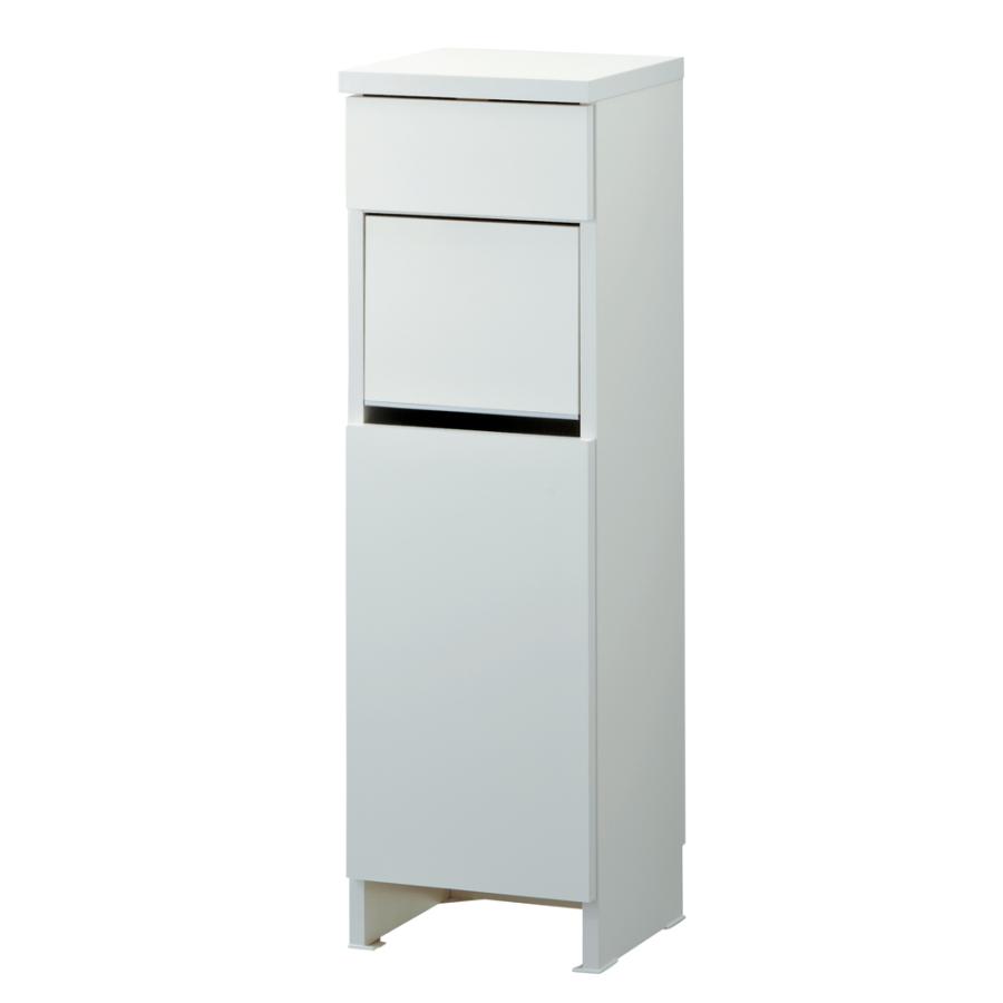 洗濯カゴ付き　サニタリー家具　ディノス 組立不要 洗濯カゴ付き2in1光沢サニタリー収納庫 ハイタイプ 幅43.5cm