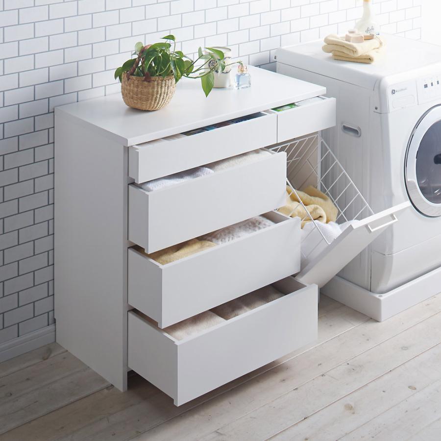 dinos（ディノス） 組立不要 隠せる脱衣カゴ付きサニタリーチェスト