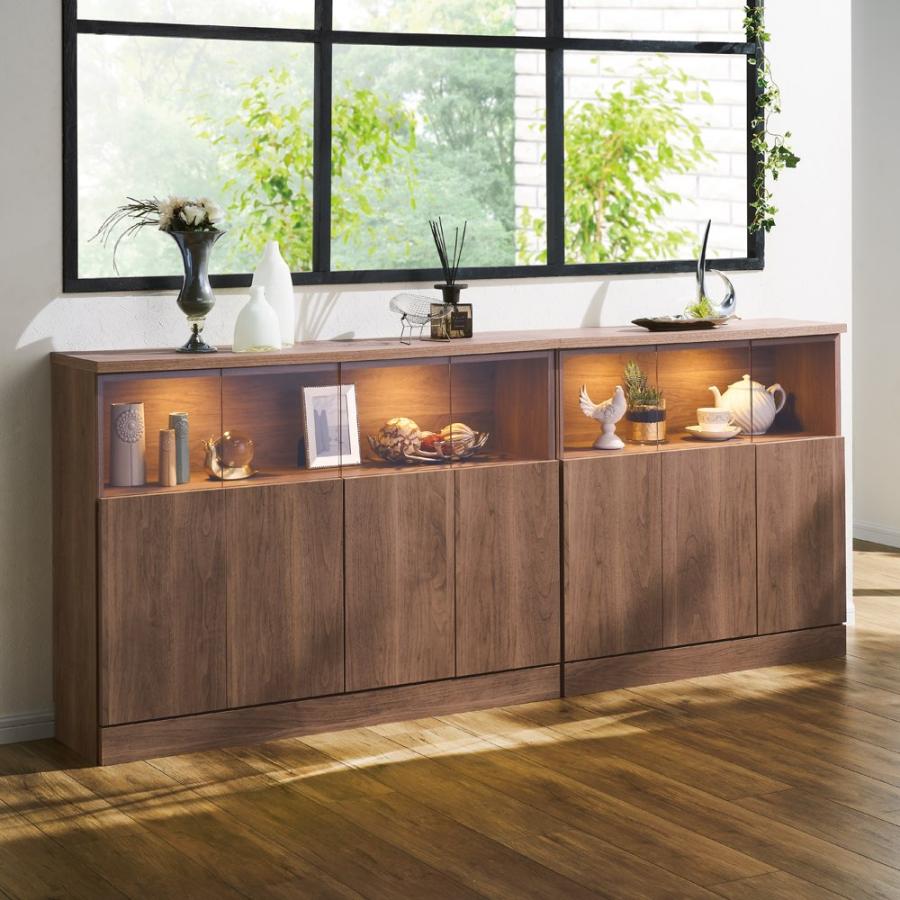 dinos（ディノス） 【完成品】LED付きギャラリー収納本棚 幅90奥行20cm