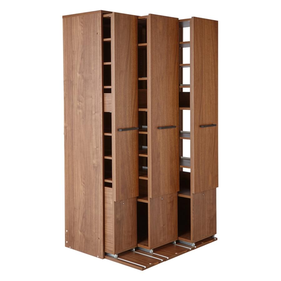 dinos（ディノス） 本格派 スライド収納書棚 書棚 3列・幅98cm（幅狭1