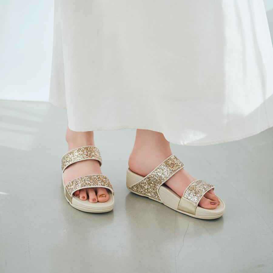 未使用級 fitflop レザー パンプス サンダル ミュール 24cm dinos（ディノス） FITFLOP/フィットフロップ グリッターサンダル