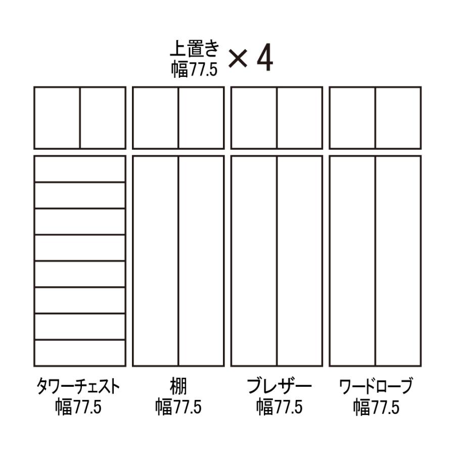 【日本製】シンプルスタイルワードローブ ブレザー 幅77.5cm奥行56cmタイプ 衣類収納 ワードローブ クローゼット 632506の画像