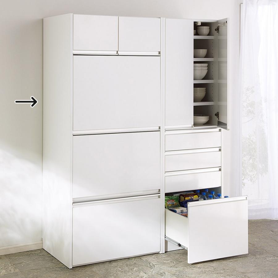 キッチン収納 食器棚 キッチンボード フラップ扉 薄型収納 大型レンジ  