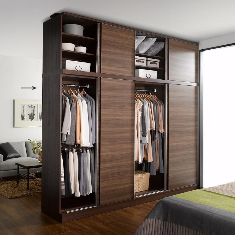 dinos（ディノス） 引き戸間仕切りワードローブ ハンガー＋棚・幅118cm